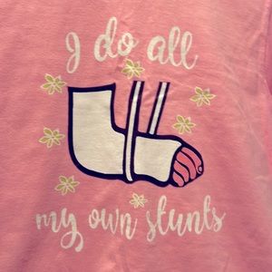 Girls “I do all my own stunts” t-shirt New XS